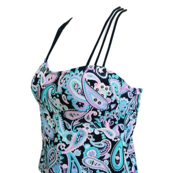 Vintage Y2K Strappy Summer Top Spandex Paisley Floral Light Padding Backless S - Picture 3 of 7